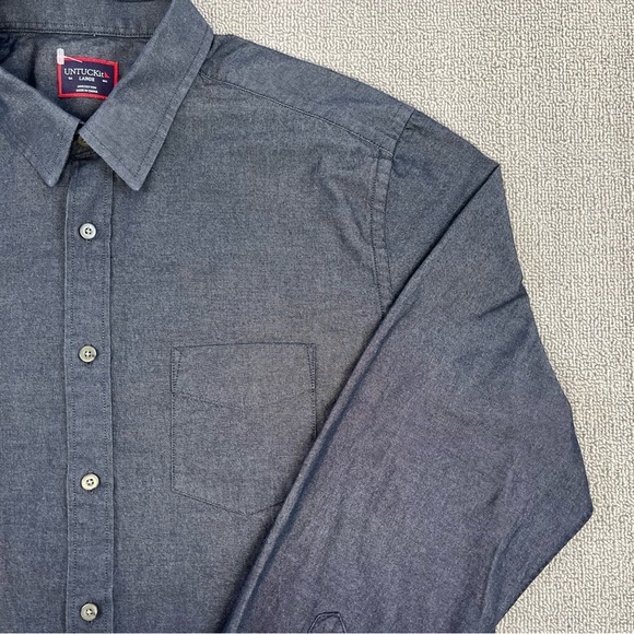 UNTUCKit Shirt Adult Large Gray Button Up Casablanca Business Casual Men - Picture 3 of 12